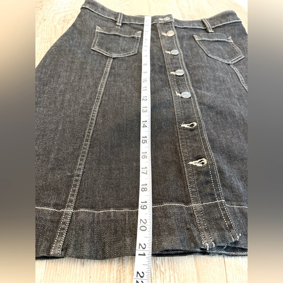 Chaps Denim Jean Skirt Women's Black Cotton Blend Button Down 2 Pocket Sz 8 - Picture 4 of 7